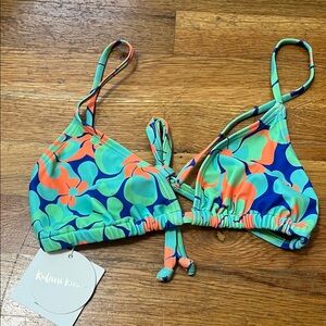Kulani Kinis Blue and Orange Floral Bikini Top